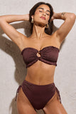 Wanderlust Bronze Metallic Textured Ring Bandeau Bikini Top
