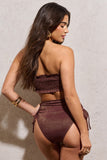 Wanderlust Bronze Metallic Textured Ring Bandeau Bikini Top