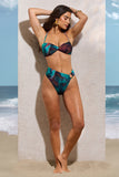 West Coast Blue Print Twist Halter-Neck Bikini Top