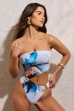 Riptide White Print Halter-Neck Ring Cut-Out Swimsuit