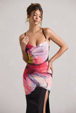 Kali Black Floral Print Cowl-Neck Open-Back Split Maxi Dress