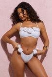 Relaxation White Bikini Bottoms With Corsages