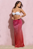 Before Dark Pink & Orange Ombre Sequin Maxi Skirt