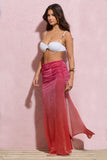 Before Dark Pink & Orange Ombre Sequin Maxi Skirt