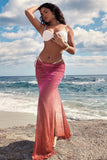 Before Dark Pink & Orange Ombre Sequin Maxi Skirt