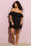 Explorer Black Broderie Ruffled Bardot Mini Dress