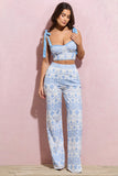 Days To Come White & Blue Broderie Wide-Leg Trousers