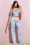 Days To Come White & Blue Broderie Wide-Leg Trousers