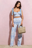 Days To Come White & Blue Broderie Wide-Leg Trousers