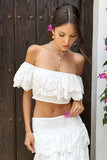 Breathtaking White Broderie Ruffled Bardot Crop Top