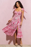 Meredith Pink Porcelain Print Strappy Midi Dress