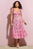 Meredith Pink Porcelain Print Strappy Midi Dress