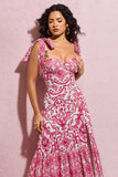 Meredith Pink Porcelain Print Strappy Midi Dress