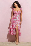 Meredith Pink Porcelain Print Strappy Midi Dress