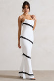 Elizabeth White & Black Strappy Lace-Trimmed Maxi Dress