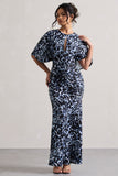 Elidy Animal Print Ruched Flutter-Sleeve Cut-Out Maxi Dress