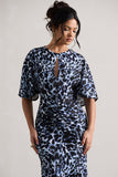 Elidy Animal Print Ruched Flutter-Sleeve Cut-Out Maxi Dress