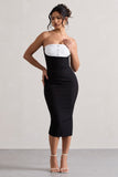 My Darling Black Tailored Bandeau Split Midi Dress
