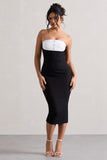 My Darling Black Tailored Bandeau Split Midi Dress