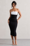 My Darling Black Tailored Bandeau Split Midi Dress