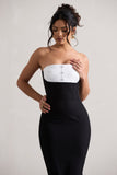 My Darling Black Tailored Bandeau Split Midi Dress