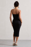 My Darling Black Tailored Bandeau Split Midi Dress