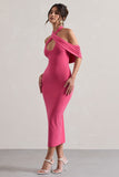 Connect Pink Bodycon Halter-Neck Midi Dress With Cut-Out