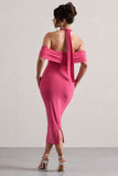 Connect Pink Bodycon Halter-Neck Midi Dress With Cut-Out