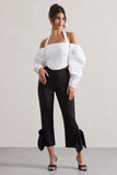 On Stage Black Cropped Capri Pants With Knot Detail