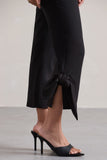 On Stage Black Cropped Capri Pants With Knot Detail