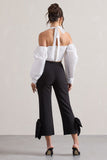 On Stage Black Cropped Capri Pants With Knot Detail