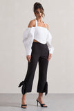 On Stage Black Cropped Capri Pants With Knot Detail