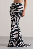 Neomie Zebra Print Fishtail Maxi Skirt