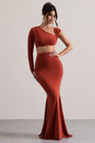 Neomie Terracotta Fishtail Maxi Skirt