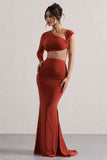 Neomie Terracotta Fishtail Maxi Skirt