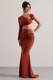 Neomie Terracotta Fishtail Maxi Skirt