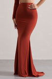 Neomie Terracotta Fishtail Maxi Skirt