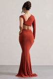Neomie Terracotta Fishtail Maxi Skirt