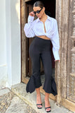 On Stage Black Cropped Capri Pants With Knot Detail