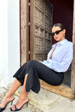 On Stage Black Cropped Capri Pants With Knot Detail