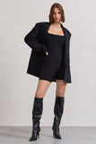 Kayleigh Black Square-Neck Long-Sleeve Playsuit