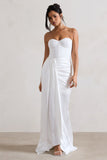Valencia Cream Lace Corset Maxi Dress With Detachable Skirt