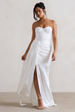 Valencia Cream Lace Corset Maxi Dress With Detachable Skirt