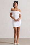Milano Cream Satin Bardot Maxi Dress With Detachable Skirt