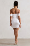 Milano Cream Satin Bardot Maxi Dress With Detachable Skirt