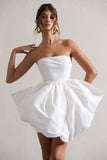 Bladen Cream Bandeau Mini Dress With Detachable Bow Skirt