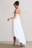 Save The Date Cream Bandeau Midi Dress With Train