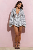 Laurel White Polka Dot V-Neck Balloon Sleeve Playsuit