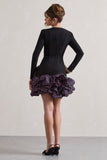 Surreal Black Polka Dot Square-Neck Mini Dress With Ruffles