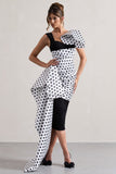 Unattainable Black Polka Dot Wrap Midi Dress Volume Drape
